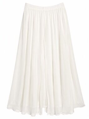 Lulu's White Chiffon Maxi Skirt with Side Slit